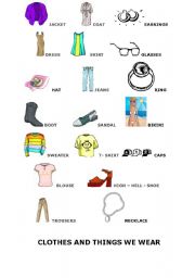 English Worksheet: Clothes and things we wear