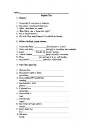 English Worksheet: Past simple