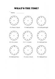 English Worksheet: telling the time 