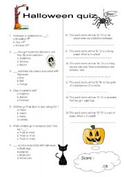 Halloween Quiz Esl Worksheet By Eniarrol