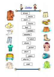 Match the clothes - ESL worksheet by Victoria-Ladybug