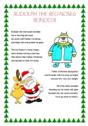 English Worksheet: Rudolph the Red-Nosed Reindeer