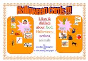 English Worksheet: HALLOWEEN activity cards 2/4 - Likes and dislikes