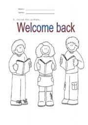 English Worksheet: Welcom back to school