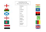 English worksheet: Flags and countries.