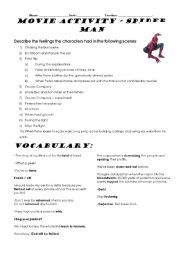 English Worksheet: Describing Emotions - Spiderman Activity
