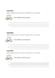 English Worksheet: Transportation Sentence Making 