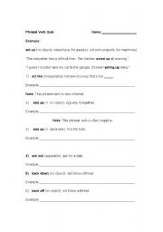English worksheet: phrasal verb quiz