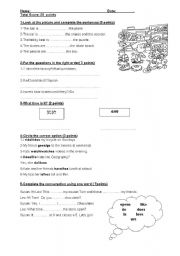 English Worksheet: Test-S present-prepositions of place