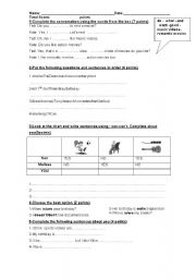 English worksheet: Elementary test-children-can-cant