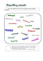 English worksheet: Describing people