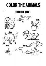 English worksheet: animals coloring