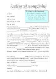 English Worksheet: a letter of complaint