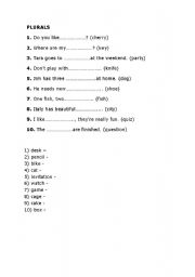 English Worksheet: plurals verbs