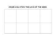 English worksheet: the days of the week.cut and stick