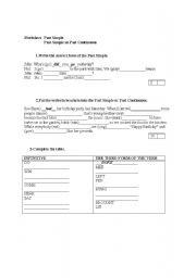 English worksheet: past simple, past simple or past continuos