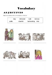 English worksheet: adjectives - personality