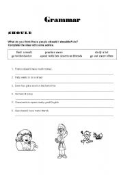 English Worksheet: Should - grammar