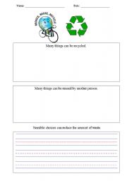 English Worksheet: Reduce, reuse, recycle