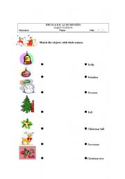 English worksheet: christmas matching