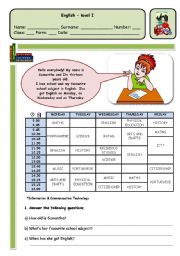 TIMETABLE AND SCHOOL SUBJECTS - PAGE 1