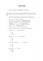 English Worksheet: ACTION VERBS