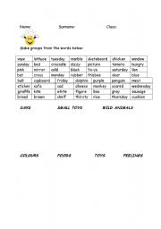 English Worksheet: Make groups from the words: