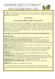 CV / Resume (blanc) form - ESL worksheet by ruud.castelijns@leijgraaf.nl