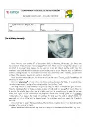 A written test about the film star Brad Pitt