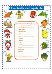 Vegetables worksheets
