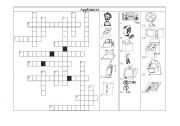 English Worksheet: appliances and crossword puzzle