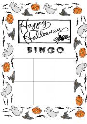 English Worksheet: Halloween bingo template