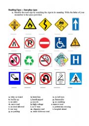 road signs worksheets