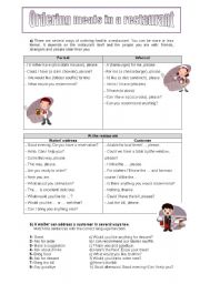 English Worksheet: Ordering meals in a restaurant
