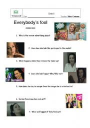 English Worksheet: Evanescence videoclip - Everybodys fool PART I