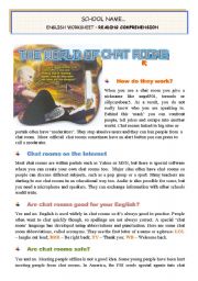 English Worksheet: The World of Chat Rooms - Reading comprehension