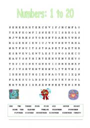 Numbers: word search