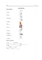English worksheet: Body parts quiz