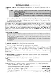 English Worksheet: DICTIONARY SKILLS (exercises 2)