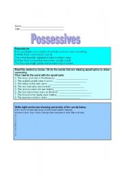 English Worksheet: possesive