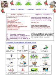 English Worksheet: Simple Present versus Present continuous : 3 pages of variuous exercises 