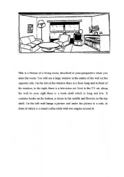 English Worksheet: Picture Dictation of a Room