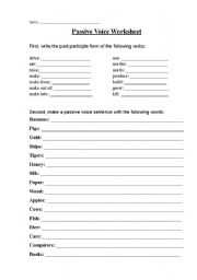 English worksheet: Passive Voice Sentence Making