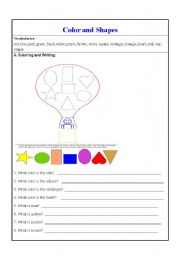 English Worksheet: Color and Shapes