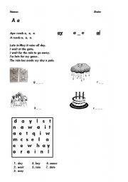 English worksheet: Long A sound worksheet