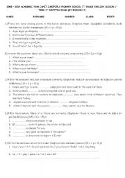 English Worksheet: exam for grade7