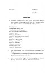 English worksheet: Students Introduction Worksheet
