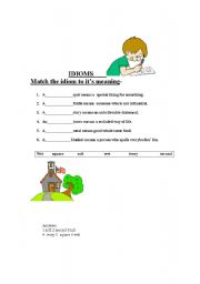English Worksheet: IDIOMS WITH ADJECTIVES