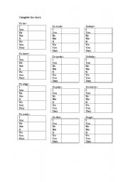 English worksheet: Simple Present Table