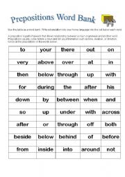 English Worksheet: Prepositions 